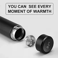 Bottle with Temperature Display - Stainless Steel Hot  Cold Thermos Vacuum Flask PACK OF 1 BLACK-thumb2