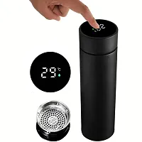 Bottle with Temperature Display - Stainless Steel Hot  Cold Thermos Vacuum Flask PACK OF 1 BLACK-thumb3