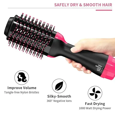 KOMTO One Step Hair Dryer and Styler, Hot Air Brush, 3 in1 Styling Brush, Negative Ion Hair Straightener Curler Brush for All Hairstyle (1 Piece, Black)