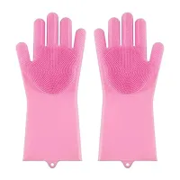 Silicon Hand Gloves for Kitchen Dishwashing and Pet Grooming PACK OF 1-thumb2