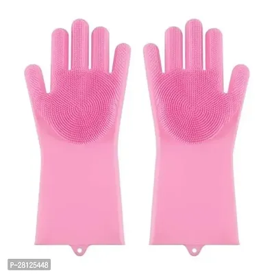 Silicon Hand Gloves for Kitchen Dishwashing and Pet Grooming PACK OF 1-thumb3