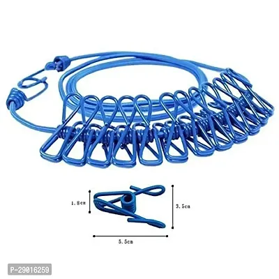 Multi Functional Portable Drying Rope with 12 Clips and 2 Hooks