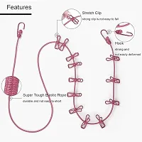 Multi Functional Portable Drying Rope with 12 Clips and 2 Hooks, Travel Clothesline Rope Clothes Hanging Hook-thumb1