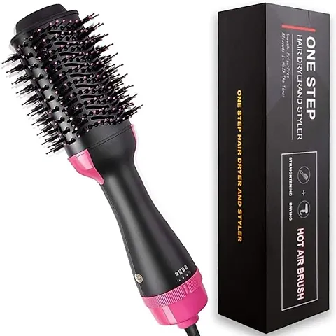 TIEXA® One Step Hair Dryer and Volumizer, Hot Air Brush, 3 in1 Styling Brush Styler, Negative Ion Hair Straightener Curler Brush for All Hairstyle, Black