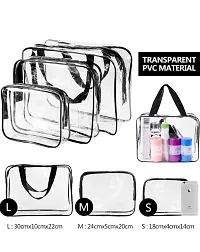 3 Pack Clear PVC Cosmetic Bags Travel Toiletry Bag Set Waterproof Zipper Packing Cubes Organizer (Black)-thumb1