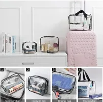 3 Pack Clear PVC Cosmetic Bags Travel Toiletry Bag Set Waterproof Zipper Packing Cubes Organizer (Black)-thumb3