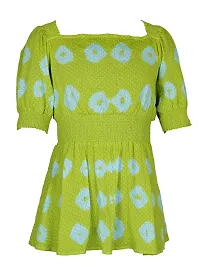 The Fashion Cosmo Girls Top, Kids Girls Top, Girls Puff Sleeve Smock Peplum Top for Girls, Fancy Tops for Girls, Girls Top Dress, Girls Top Age 9-14 Years (Light Green, 9-10 Years)-thumb1