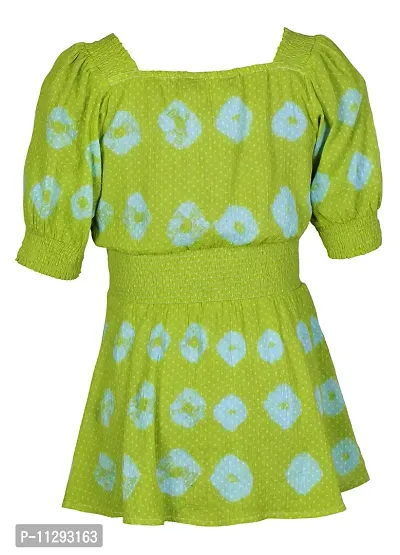 The Fashion Cosmo Girls Top, Kids Girls Top, Girls Puff Sleeve Smock Peplum Top for Girls, Fancy Tops for Girls, Girls Top Dress, Girls Top Age 9-14 Years (Light Green, 9-10 Years)-thumb0