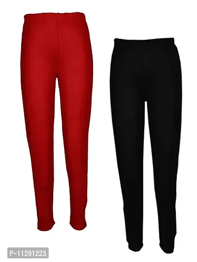 The Fashion Cosmo Girl's Regular Fit Wool Blend Leggings (TFC-1234_Red, Black_9 Years-10 Years)-thumb0