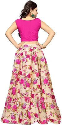 Shivganga Fashion Women Banglory Satin Silk Semi-stitched Lehenga choli (Print Lehenga Choli_Pink_Free Size)-thumb2