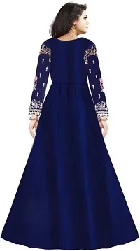 NV PATEL Multi Blue Gown Embroidered Anarkali Silk Blend Blue Full Sleeve Round Neck Semi Stitched Women Wedding  Festive::Party  Festive::Wedding Gown-thumb1