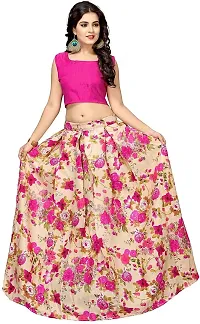Shivganga Fashion Women Banglory Satin Silk Semi-stitched Lehenga choli (Print Lehenga Choli_Pink_Free Size)-thumb1