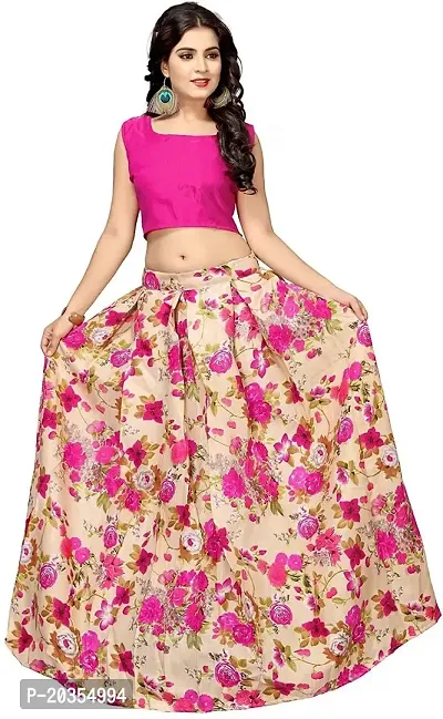 Shivganga Fashion Women Banglory Satin Silk Semi-stitched Lehenga choli (Print Lehenga Choli_Pink_Free Size)-thumb2