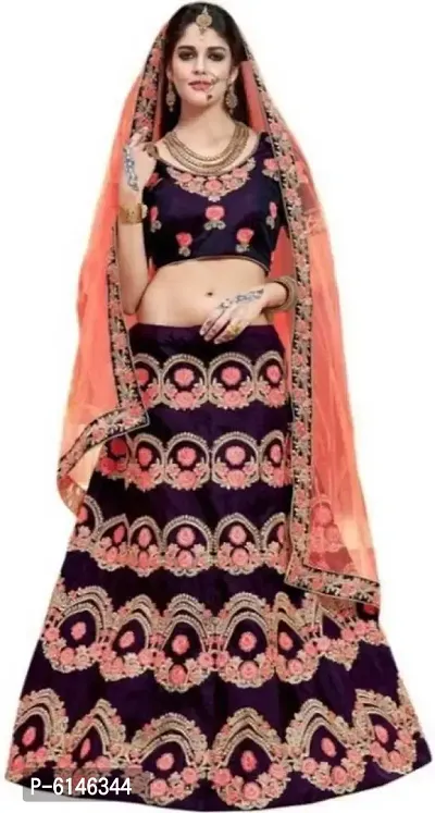 SS FAB Womans New Fashion Silk Wine Embroidered Bollywood types Solid Lehenga Choli.-thumb0