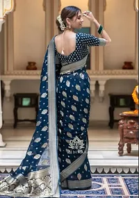 Stylish  Blue Embellished Saree with Blouse piece for Women-thumb2