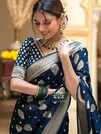 Stylish  Blue Embellished Saree with Blouse piece for Women-thumb1