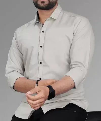 Stylish Blend Solid Regular Fit Long Sleeves Casual Shirt For Men