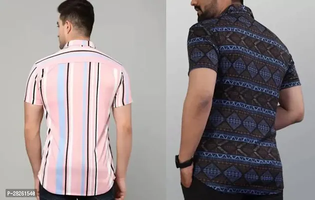 Stylish Multicoloured Cotton Blend Printed Regular Fit Short Sleeves Casual Shirt For Men Pack Of 2