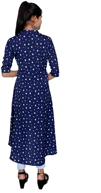 RAIKWAR Women's Regular Fit Below Knee Multicolor Crepe Casual Printed Collared Neck 3/4 Sleeve Kurta-thumb1