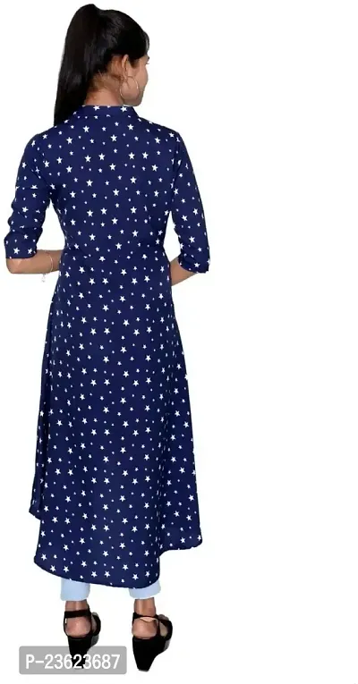 RAIKWAR Women's Regular Fit Below Knee Multicolor Crepe Casual Printed Collared Neck 3/4 Sleeve Kurta-thumb2