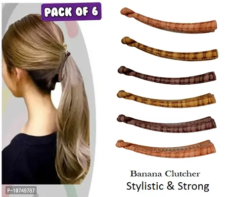 Women French Clutcher Slim Thin Banana Hair Clip -Pack of 6