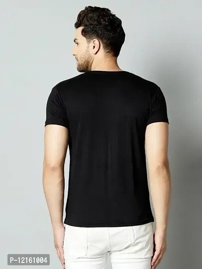 Men Color Block Round Neck White, Black, Yellow T-Shirt-thumb3