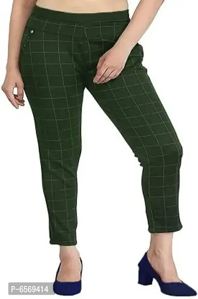 Jegging for Women/Girls Stretchable Formals/Casual Check Pant-thumb0