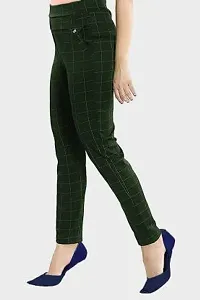 Jegging for Women/Girls Stretchable Formals/Casual Check Pant-thumb1