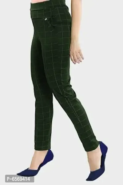Jegging for Women/Girls Stretchable Formals/Casual Check Pant-thumb2