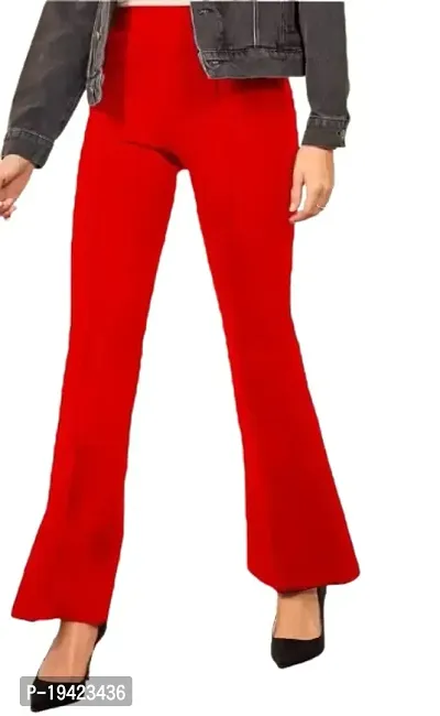 Classic  Cotton Lycra Solid Trouser Pant for Women-thumb0