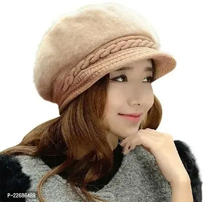 Trendy  stylish Women Visor Angoora hat Pack of 1-thumb0
