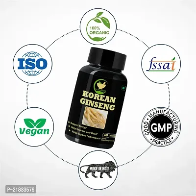 FIJ AYURVEDA Korean Ginseng Root Extract Dietary Supplement | Strength, Stamina Booster, Sex Power Capsule  Energy Booster |Ayurvedic ndash; 500mg 60 Capsules-thumb5