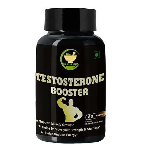 FIJ AYURVEDA Testosterone Booster Capsule for Muscle Growth  Energy Booster  Stamina Booster | Testosterone | with Shilajit, Safed Musli, Ashwagandha Extract - 500mg 60 Capsules Ayurvedic Products