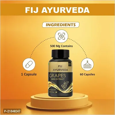 FIJ AYURVEDA Grapes Seed Extract Capsule Supports Strengthens Immunity  Antioxidant Supplement ndash; 500mg 60 Capsules-thumb2