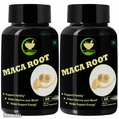 FIJ AYURVEDA Maca Root Extract Capsule Dietary Supplement for Men  Women ndash; 500mg 60 Capsules (Pack of 2)
