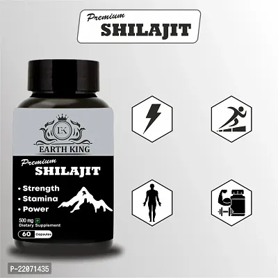 EARTH KING Premium Shilajit/Shilajeet Extract Capsule for Men  Women - 500mg 60 Capsules (Pack of 1)-thumb2