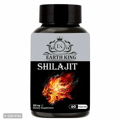 EARTH KING Shilajit/Shilajeet Capsule Supports Strength, Stamina  Energy - 500mg 60 Capsules (Pack of 1)