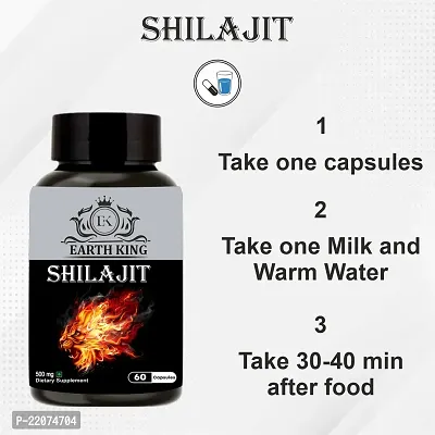 EARTH KING Shilajit/Shilajeet Capsule Supports Strength, Stamina  Energy - 500mg 60 Capsules (Pack of 1)-thumb5