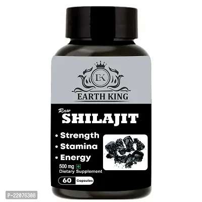 EARTH KING Raw Shilajit/Shilajeet Extract Capsule - 500mg 60 Capsules (Pack of 1)