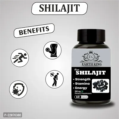 EARTH KING Raw Shilajit/Shilajeet Extract Capsule - 500mg 60 Capsules (Pack of 1)-thumb2