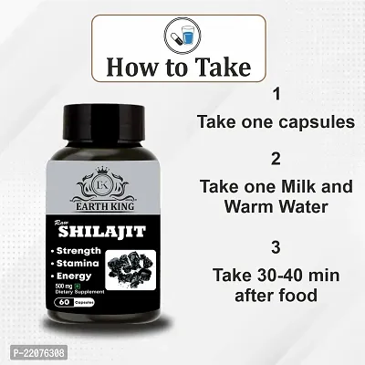 EARTH KING Raw Shilajit/Shilajeet Extract Capsule - 500mg 60 Capsules (Pack of 1)-thumb4