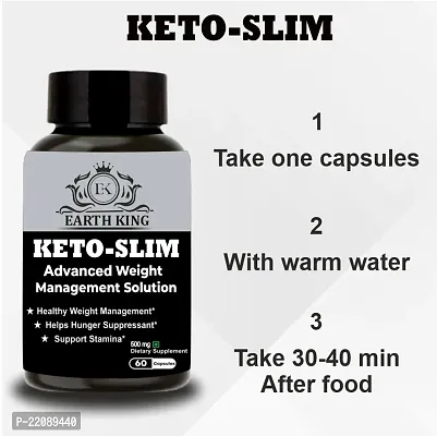 EARTH KING Keto Slim Advanced Weight Management Supplement Supports Fat Loss  Appetite Suppressant for Men  Women ndash; 500mg 60 Capsules (Pack of 1)-thumb3