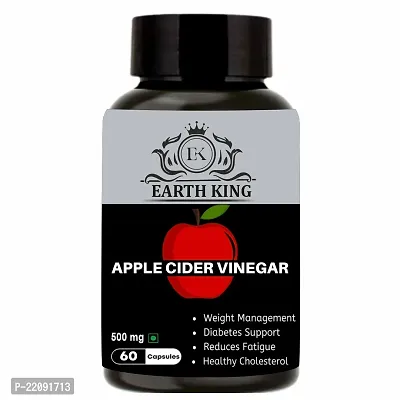 EARTH KING Apple Cider Vinegar Capsule Support Weight Management, | Fat Loss | Boost Energy | Cholesterol  Supports Digestive Health ndash; 500mg 60 Veg Capsules