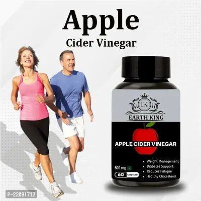 EARTH KING Apple Cider Vinegar Capsule Support Weight Management, | Fat Loss | Boost Energy | Cholesterol  Supports Digestive Health ndash; 500mg 60 Veg Capsules-thumb5