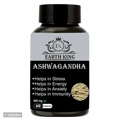 EARTH KING Ashwagandha Capsule for Men  Women - 500mg 60 Capsules