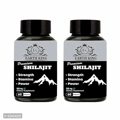 EARTH KING Premium Shilajit/Shilajeet Extract Capsule - 500mg 60 Capsules (Pack of 2)
