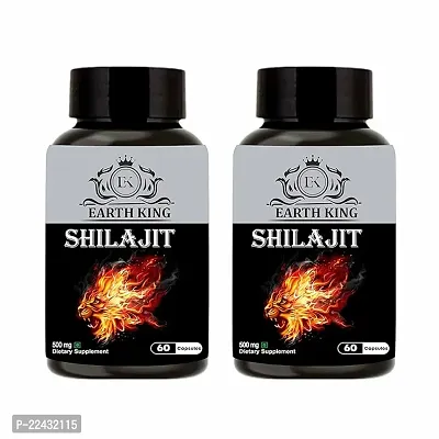 EARTH KING Shilajit/Shilajeet Capsule - 500mg 60 Capsules (Pack of 2)