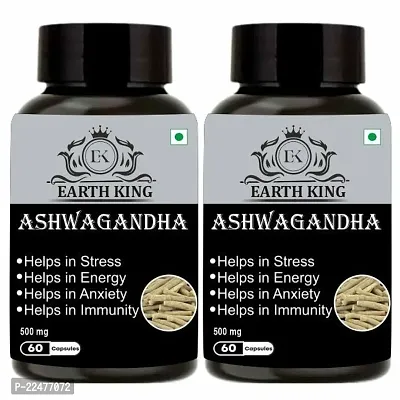 EARTH KING Ashwagandha Capsule for Men  Women - 500mg 60 Capsules (Pack of 2)