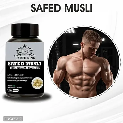 EARTH KING Safed Musli Extract Capsule (Chlorophytum Borivilianum) Supports Strength  Stamina ndash; 500mg 60 Capsules-thumb3