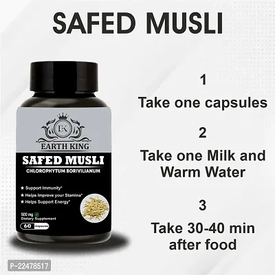 EARTH KING Safed Musli Extract Capsule (Chlorophytum Borivilianum) Supports Strength  Stamina ndash; 500mg 60 Capsules-thumb5